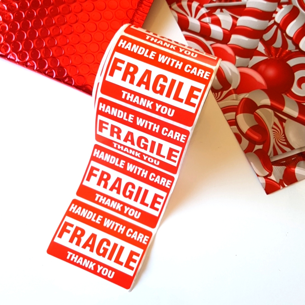 15 pcs Handle with Care Fragile Stickers 2"x3" Inches